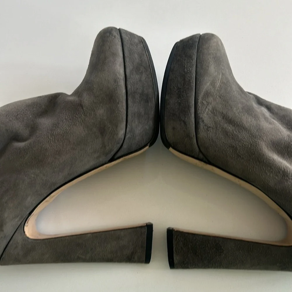 Miu Miu Suede Ankle Boots with Platform Heels Grey Color Square Toe size 37 / 7